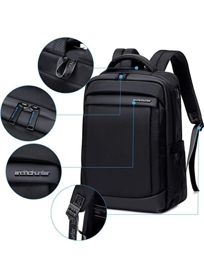 أركتيك هانتر حقيبة ظهر Arctic Hunter مقاس 15.6 بوصة للكمبيوتر المحمول مع جيب مخصص للكمبيوتر اللوحي، حقيبة ظهر مبطنة خفيفة الوزن متعددة الجيوب، حقيبة كمبيوتر محمول متوسطة الحجم مقاومة للماء للاستخدامات الخارجية مع منفذ USB للعمل والمكتب والسفر والجامعة. - Image 5